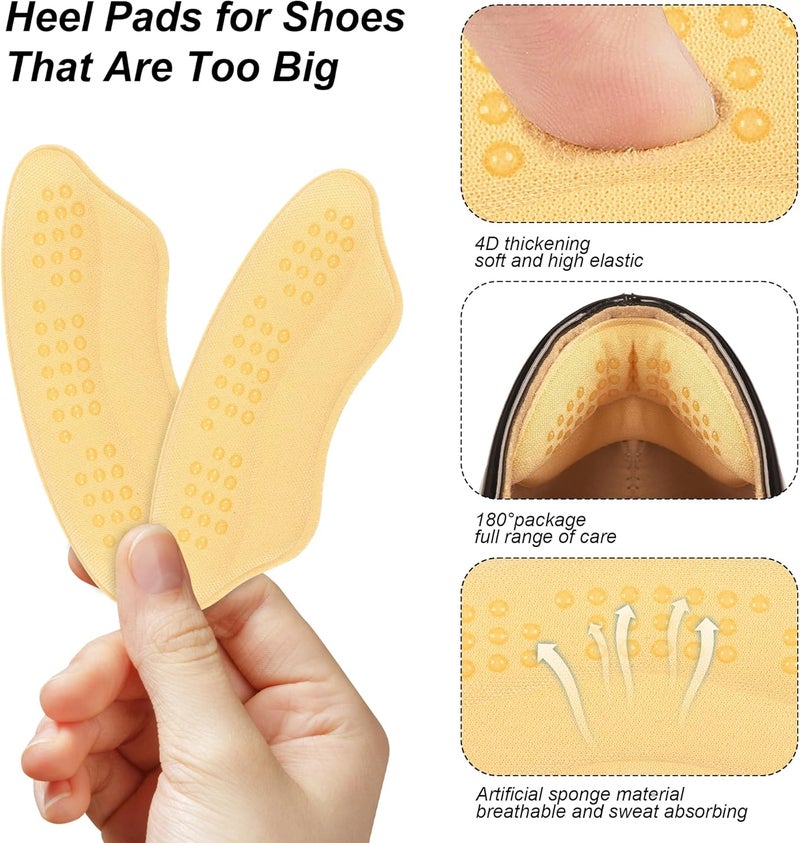 Riootlnm Heel Pads for Shoes That are Too Big, Heel Inserts for Women, Heel Grips for Womens Shoes, Heel Protectors, Heel Cushion Liners for Blisters Loose Shoes, Shoe Fillers (Antigel Beige 4Pairs) - Image 2